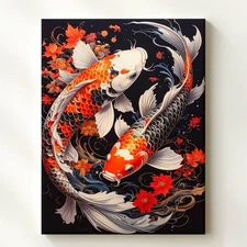 Yin-Yang Koi Fish Canvastraditional Japanese Art With A Modern Twist Wall Art