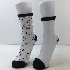 Womens Mesh Colorful Polka Dot Classic White Crew Style Socks 2 Pack