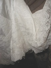 Antique French 1910 Edwardian Silk Slip Skirt w Lace Flounce Cream VG Wedding