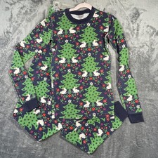 Hanna Andersson Pajama Set Sz 160 Youth 14 Christmas Trees Bunnies Organic PJ