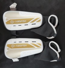 Airfish Soccer Shin Guards White Gold Design AFFOOT324 New Open Box
