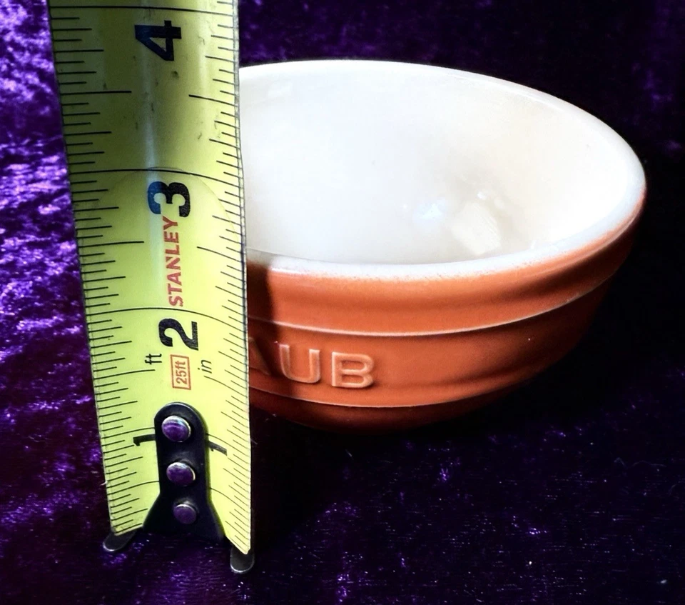 Staub Ceramic Bowl Set Orange 4.7 in Ceramic Made in France 3 pc Lot - Image 4 of 4