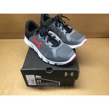 NEW Under Armour Micro G Assert 6 Youth 5Y Rhino Gray Black Red Sneakers