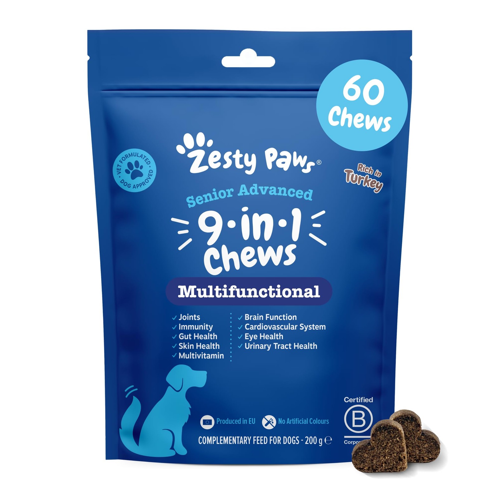 Zesty Paws 9 in 1 Multivitamins for Senior Dogs | Supports Joints, 60 Chews