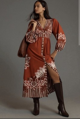 Farm Rio x Anthropologie Long-Sleeve V-Neck Midi Dress XL Floral Red | eBay Farm Rio x Anthropologie Long-Sleeve V-Neck Midi Dress XL Floral Red | eBay