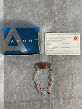Avon Diabetes Medic Awareness Bracelet Silver Tone with Information Card and Box