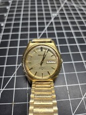 vtg seiko gold tone 5606 7010 automatic 25j 10k rgp band selfwinding