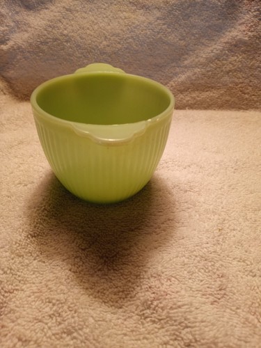 Zuccheriera vintage in giadeite Fire King vetro a coste verde (made in US #20) - Foto 4 di 7