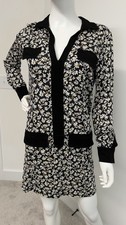 DVF Diane Von Furstenberg Silk Daisy Print Shift Dress Size 8 Black Floral