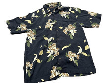 Tommy Bahama Mens Shirt Short Sleeve Button Down Hawaiian Silk Black Size M