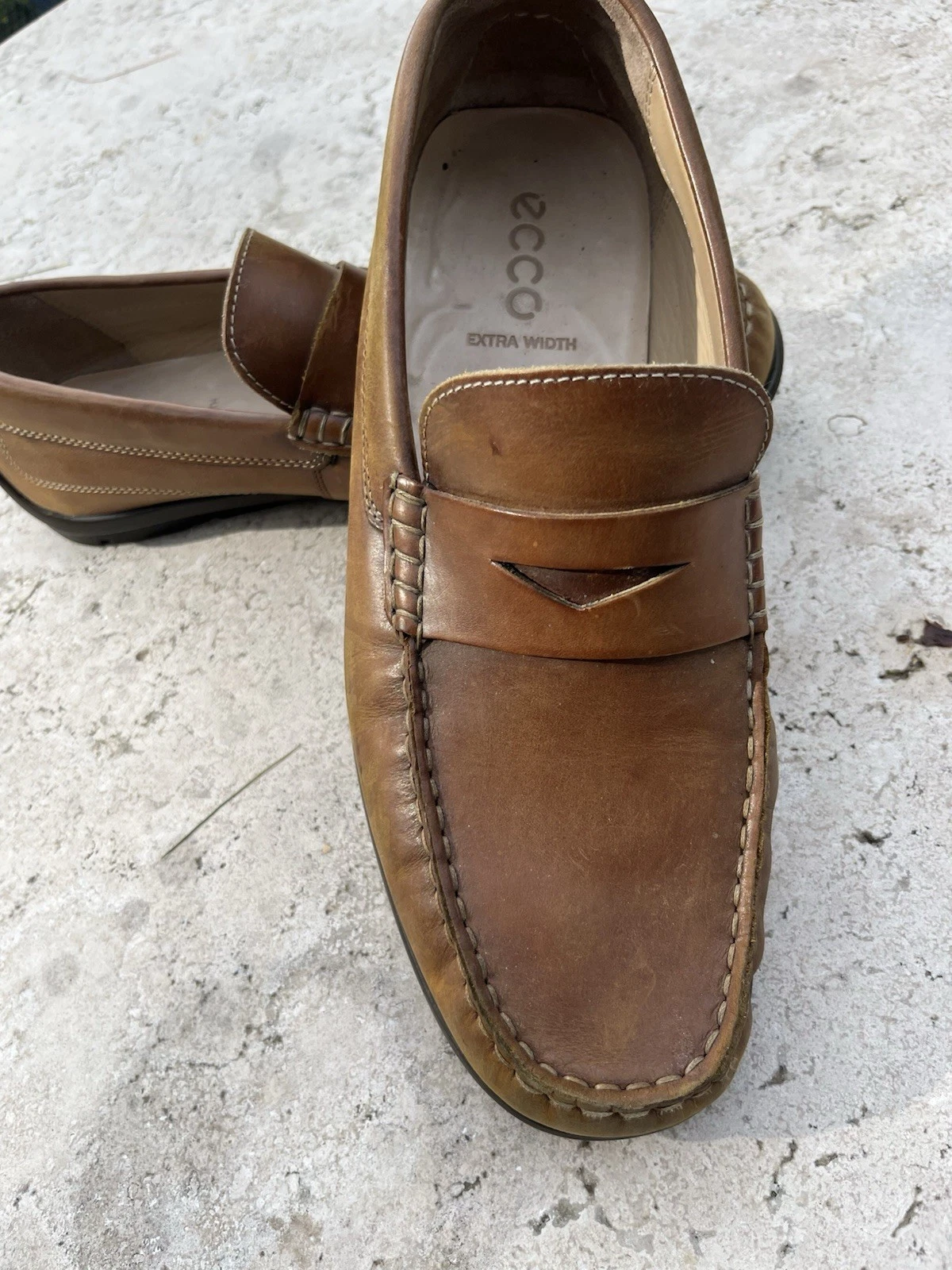 Scarpe mocassino Ecco marrone Penny slip on taglia 43 larghezza extra