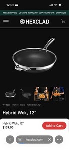 HexClad 12" WOK with LID 12-Inch Hybrid Nonstick Pan -