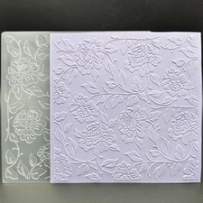 Plastic Embossing Folder 5.3X5.3 Inch Peony Flowers Paper Crafts Plastic Texture