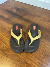 Okabashi Womens Flip Flops Size Small 5/6 Brown Gold Made In The USA