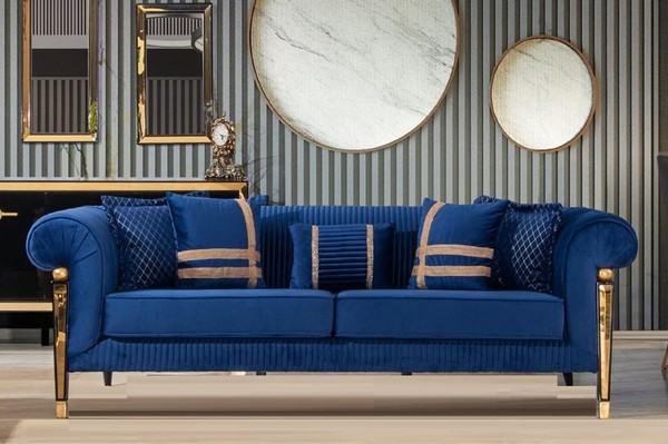 Blauer Dreisitzer Sofa 3-Sitzer Luxus MöBel Moderne Polstercouch Stil-image