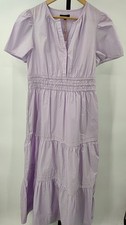 Quince Women 100% Organic Cotton Poplin Tiered Maxi Dress Pastel Lilac M