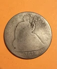1875 p well circulated (worn) silver seated liberty half dollar