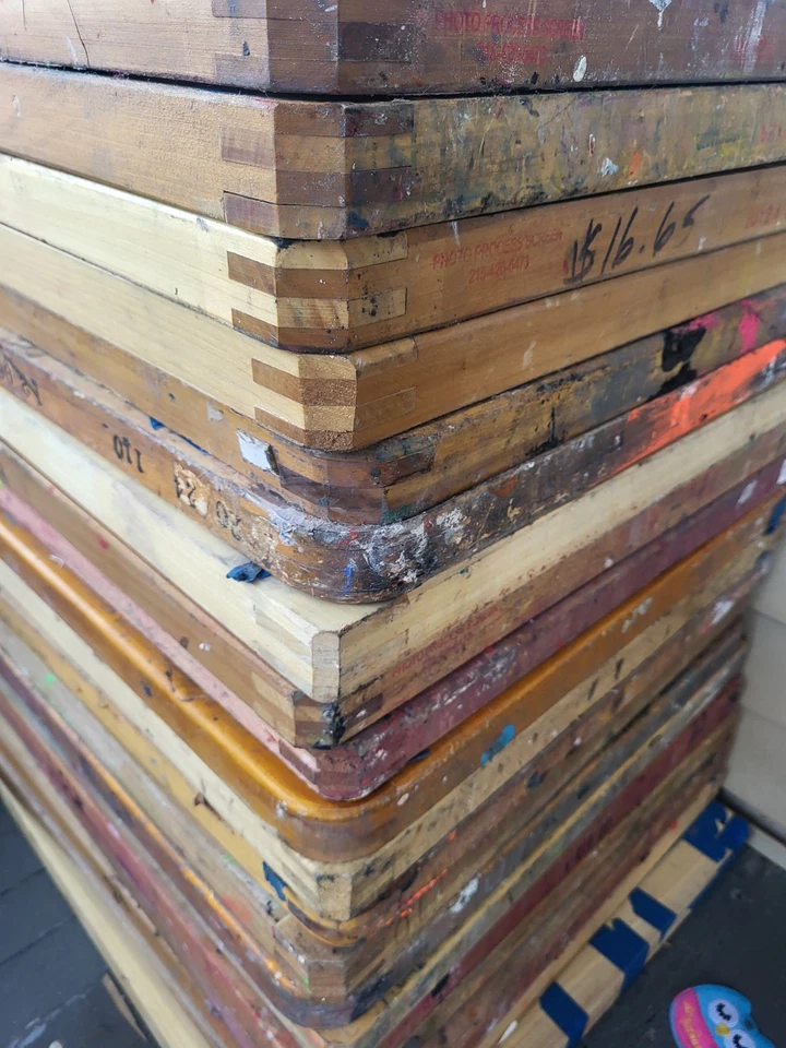 Marcos de seda de madera con cola de paloma vintage excelente lote de 6. Pantalla necesita recuperación Foto 2 de 4