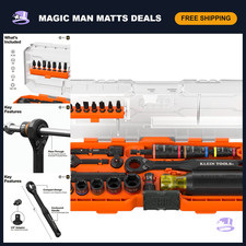 23-piece Sae Impact Socket Set Pass-through Flip Sockets Tool Organizer Ada