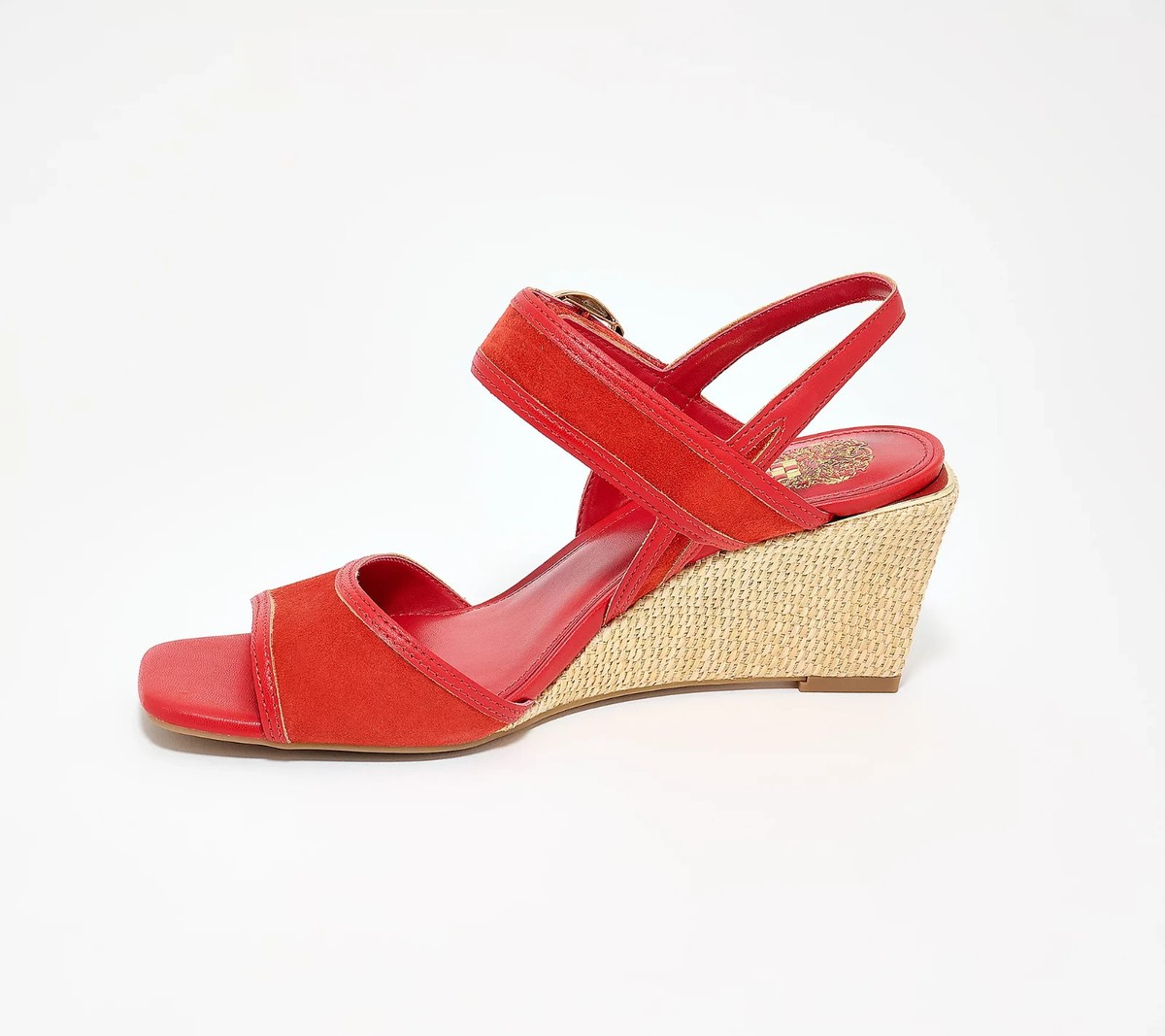 Vince Camuto Leather and Raffia Slingback Wedges - Helcey-Gold-12M