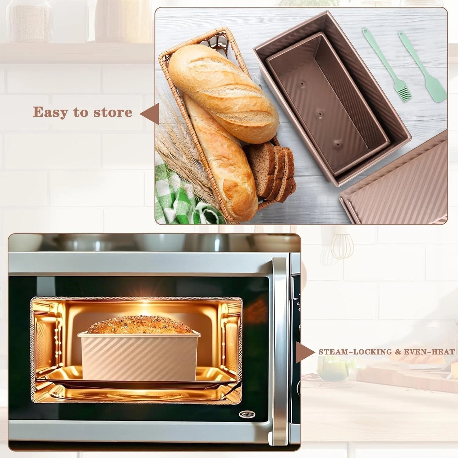 3 Pack Set Pullman Loaf Pan Lids 2.2 Lb 1 0.8 Dough Capacity Non-Stick Sandwich