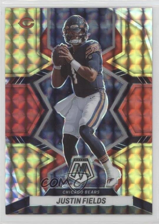 2022 Panini Mosaic Choice Fusion Red & Yellow Prizm 17/80 Justin Fields #33 rf2