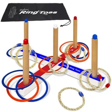 Multicolor Ring Toss Game for Kids Indoor Outdoor Fun with Carry Bag