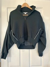 Athleta SeaSoft Dark Green Quarter Zip Pullover Sweatshirt Size SP Long Sleeve