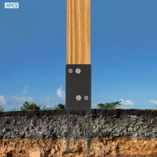 4PCS U-Shape Metal Post Base Holders for Secure Wooden Post Installation