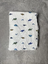 Carter's Dinosaur Baby Blanket Flannel Receiving Dino White Blue Orange Green
