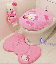 Sanrio Anime Hello Kitty Toilet Seat Cushion Three Pieces Set Restrooms