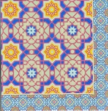 TWO Individual Napkins Moroccan Tiles Cocktail for Decoupage (800)