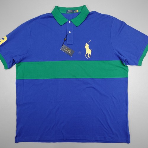 Polo Ralph Lauren Big Pony Rugby #3 Shirt Blue Green Colorblock Size 3XB $138