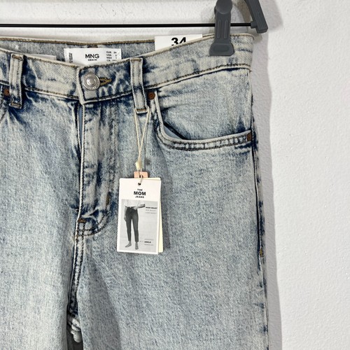 MNG The Mom Jeans High Waist Ankle Gr. 2 helle Waschung Taschen Reißverschluss Y2K Freizeit - Bild 6 von 12