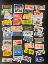 Vintage 1979 Store Display of 72 - 2 1/2" Vinyl License Plate Puffy Stickers