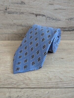 Authentic Burberry Silk Tie – Blue Geometric Print – Made in Italy