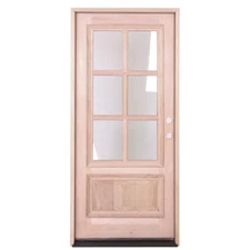 3/0x6/8 Unfinished Mahogany Exterior Prehung Door with 6 Lites