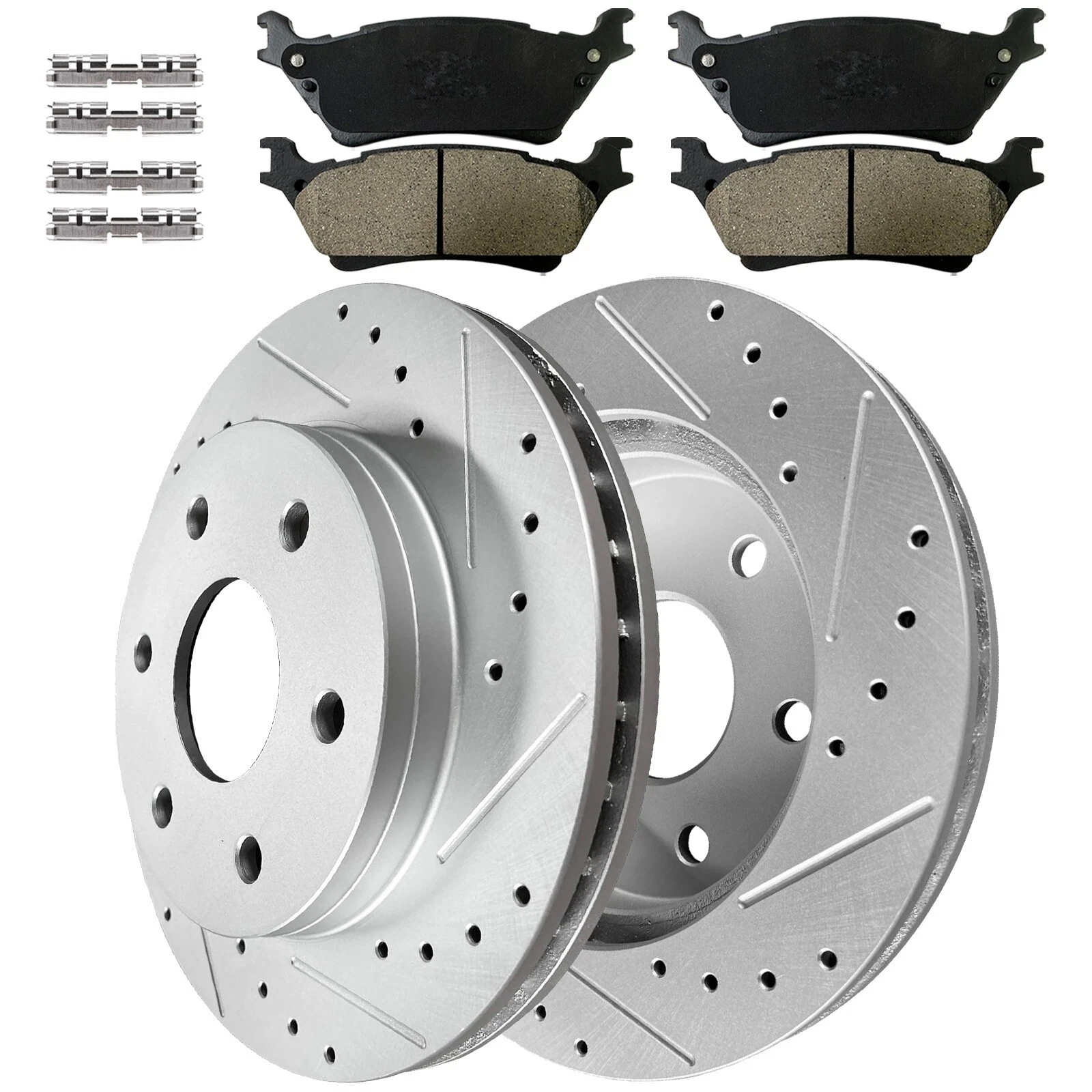Rear Drilled Rotors + Brake Pads for 2012 - 2020 Ford F-150 - Picture 7 of 7