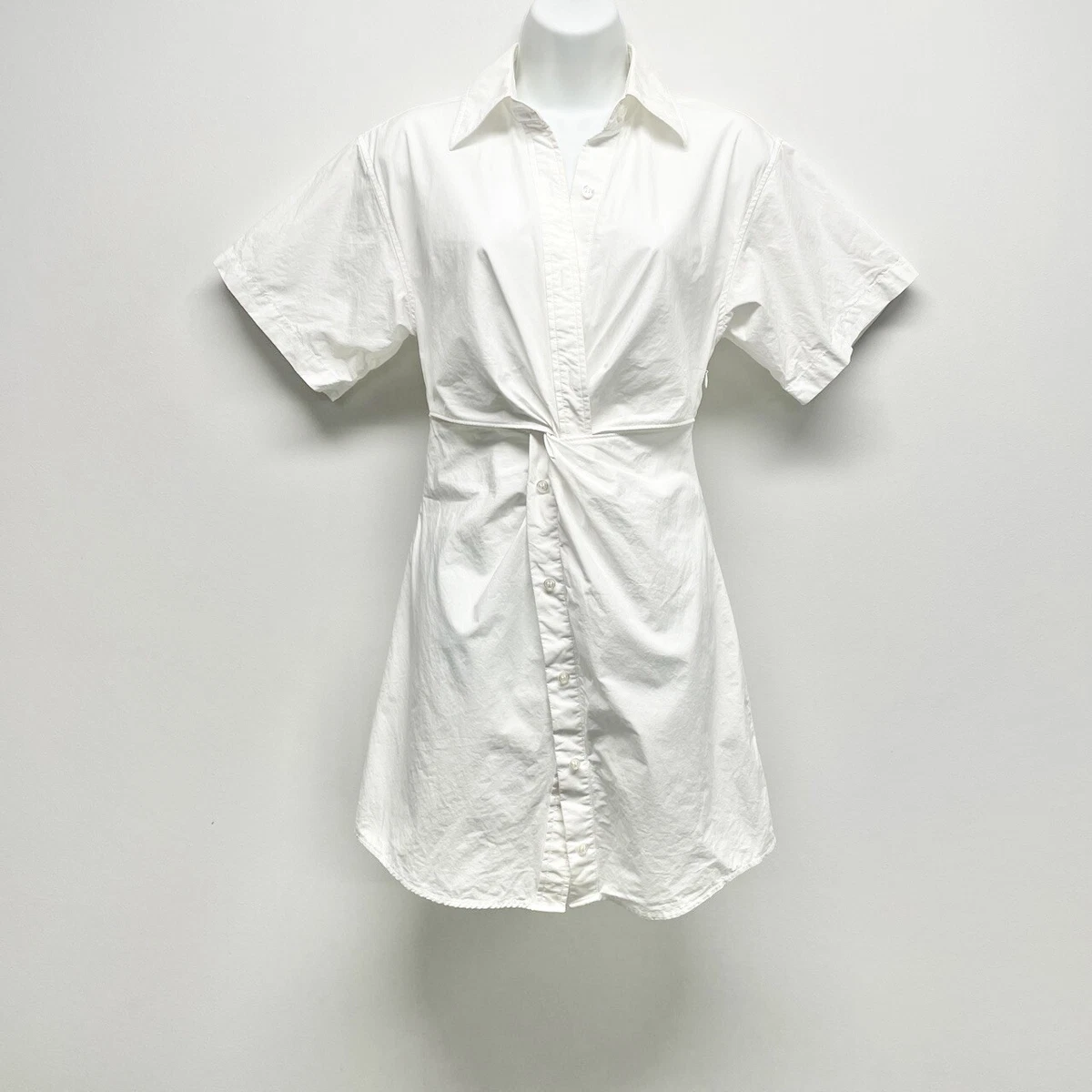 T By Alexander Wang Crisp Poplin Short Sleeve Mini Shirt Dress
