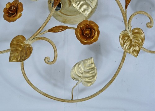 Classica plafoniera artigianale in avorio e oro illuminazione da interno art.725 - Imagen 5 de 6