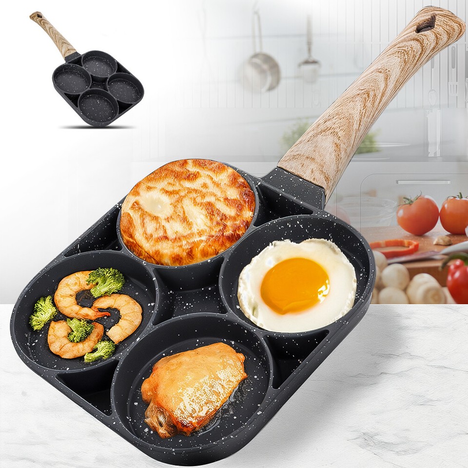 4 Hole Frying Pot Pan Nonstick Egg Pancake Steak Hamburg Omelet Pan