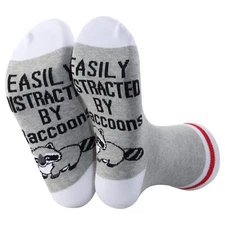 1 Pair Funny Raccoon Socks Easily Distracted Themed Gift for Raccoon Lovers