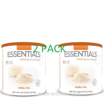 2 Pack - Essentials White Rice 5lbs #10 Cans Emergency Long Term Food, 25 Year 