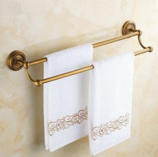 Antique Brass Double Towel Bar Rack Bathroom Wall Mounted Towel Holder aba093