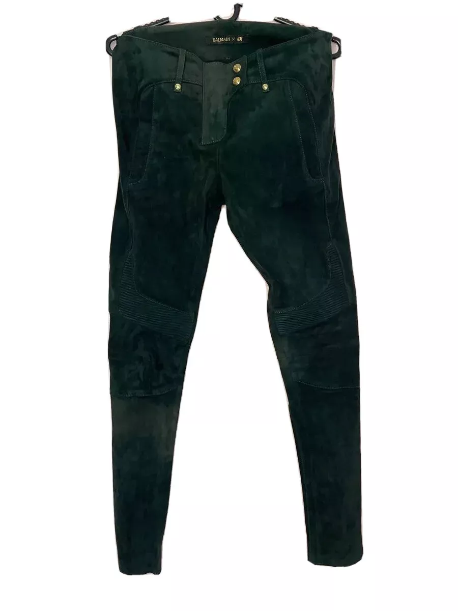 Balmain X H&amp;M Biker Pants Trousers Slim Fit 38 8 Green eBay