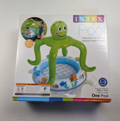 Intex Smiling Octopus Shade Baby Pool Ages 1-3 Holds 12 Gallons 40'' x 41'' 