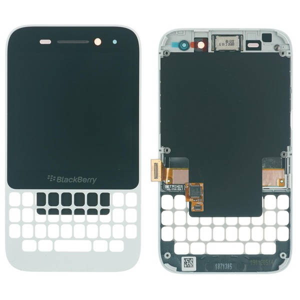 Blackberry Q5 Display Lcd Touchscreen Glas Scheibe Rahmen Cover Weiß-image