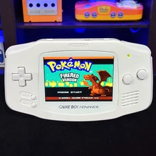 White Game Boy Advance GBA iPS Backlit LCD Usb-C 1800 mAh Rechargeable Battery