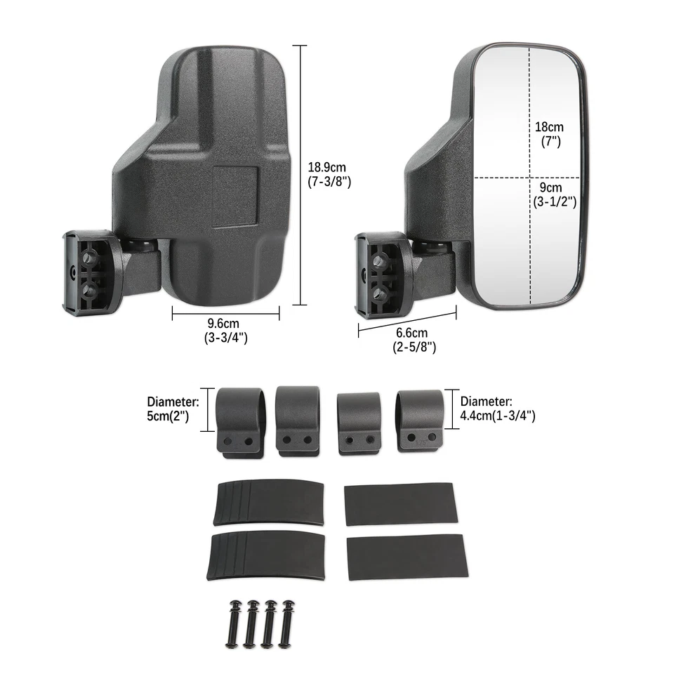 Juego de espejos retrovisores laterales de 1,75"-2" para Kubota RTV900 X900 X1100C UTV Foto 2 de 4