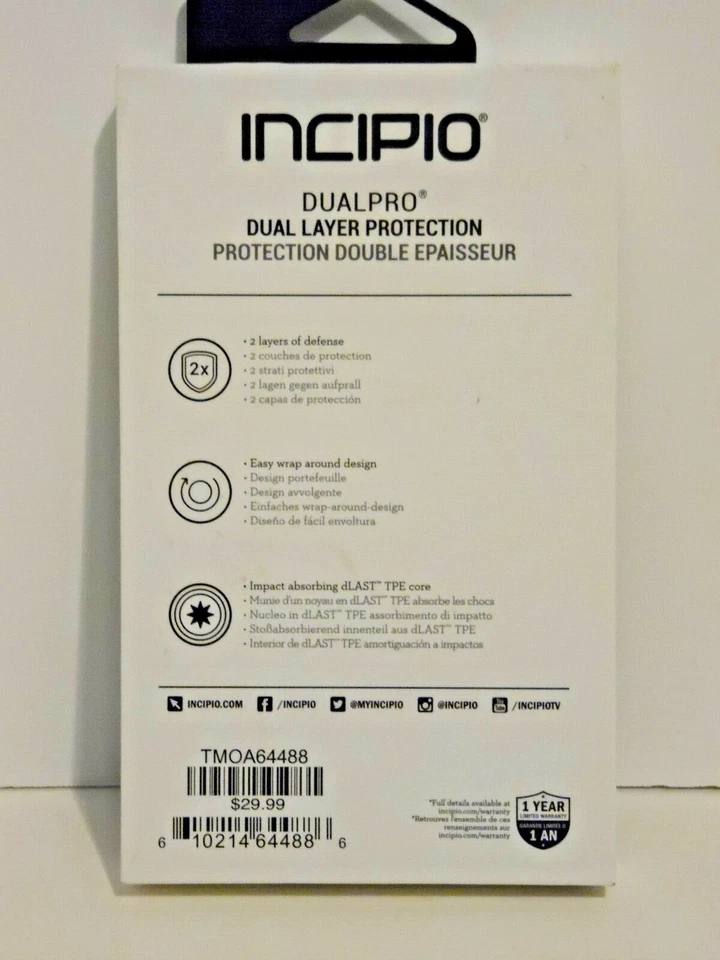 Funda para teléfono Incipio Dual Pro doble capa negra LG K7 Foto 2 de 2